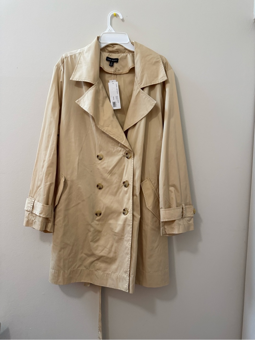 Lane Bryant Light Beige Double-Breasted Trench Coat